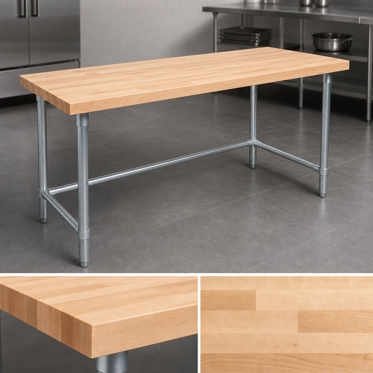 Product image #3 for John Boos JNB06 120-Inch x 24-Inch Wood Top Work Table with Galvanized Base and Bracing