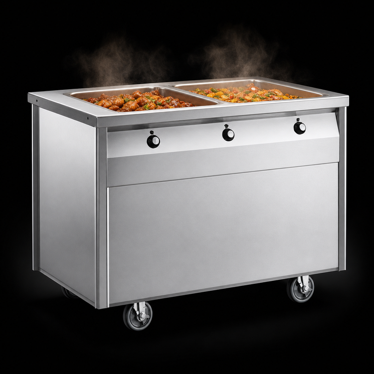 Product image #3 for Randell Custom & Serving RAN HTD-2 Mobile Electric Hot Food Table with Two 12 x 20 Wells