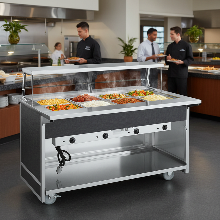Product image #2 for Atlas Metal BLH-6-OT 6-Well Electric Mobile Hot Food Serving Counter with Open Base