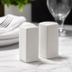 Thumbnail image #3 for American Metalcraft CSPS3 White Ceramic Salt & Pepper Shaker Set, 2.5 oz., 3-1/4" Square x 3-3/8" High Case of 72