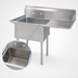Thumbnail image #3 for BK Resources 1-Compartment Stainless Steel Sink with Right Drainboard and 9-Inch Backsplash