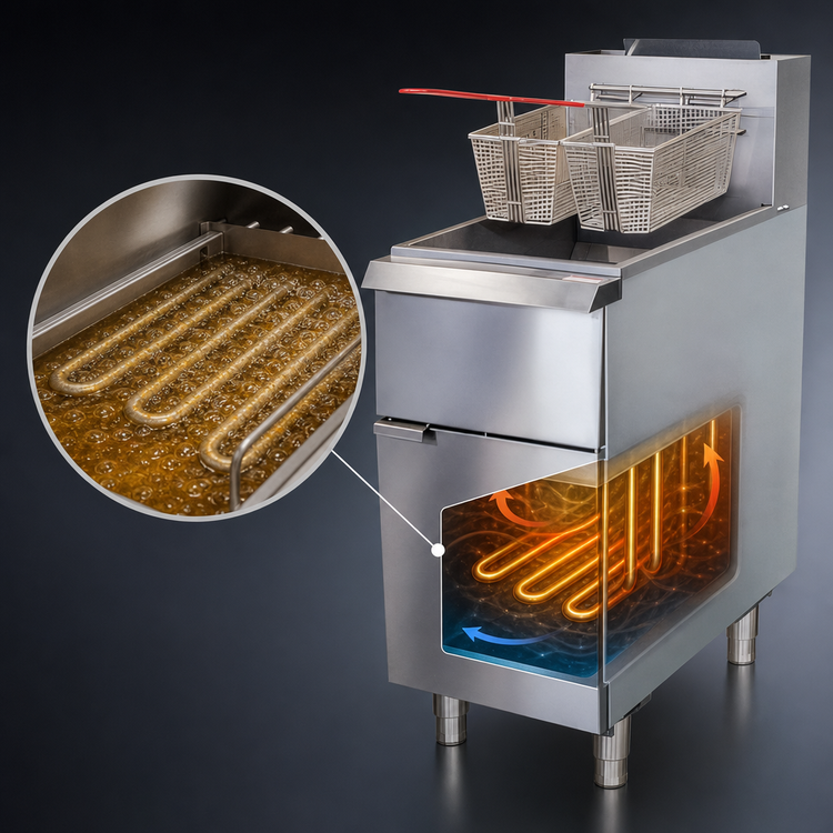 Product image #3 for IKON Cooking IGF-75/80-NG Natural Gas Tube Fryer, 75-80 lb Capacity, Millivolt Controls