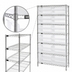 Thumbnail image #3 for Quantum Chrome Plated Stationary Wire Shelving Unit with 6 Shelves and 10 Clear Bins