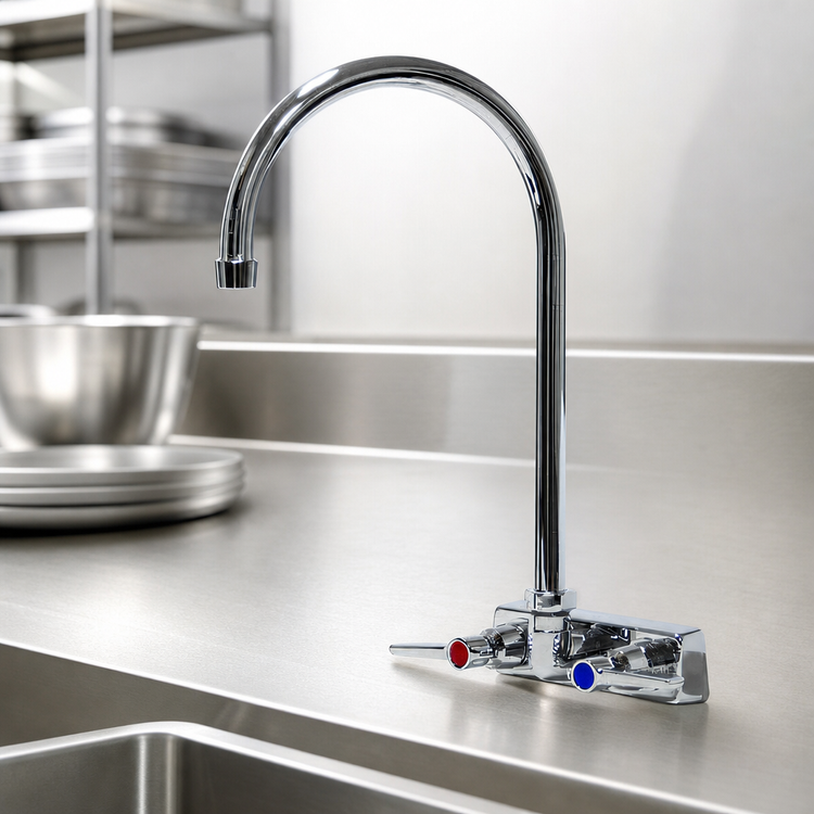Product image #3 for Advance Tabco K-60 8-1/2" Gooseneck Splash Mount Faucet, 4" O.C., Lead Free