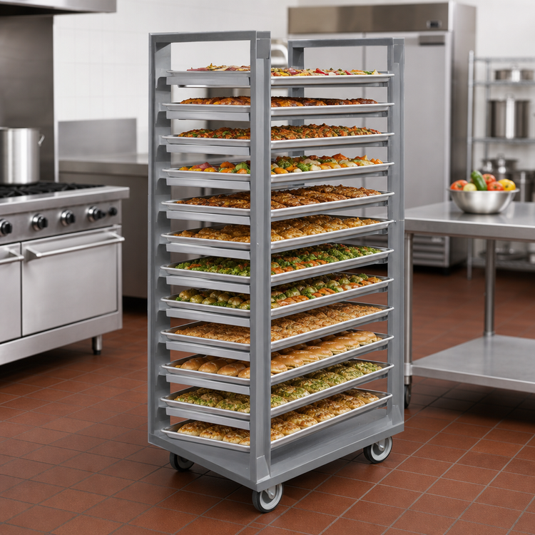 Product image #3 for Dinex Roll-In Universal Rack for 18 x 26 Trays, 18-Tray Capacity