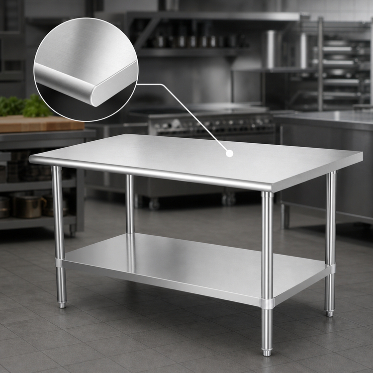 Product image #3 for Sapphire Manufacturing 60 Inch x 36 Inch 18-Gauge 400 Series Stainless Steel Work Table with Adjustable Undershelf