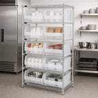 Thumbnail image #3 for Quantum WR6-954CL Stationary Bin Wire Shelving System, 36"W x 24"D x 74"H, 6 Shelves, Chrome, 10 Clear Bins