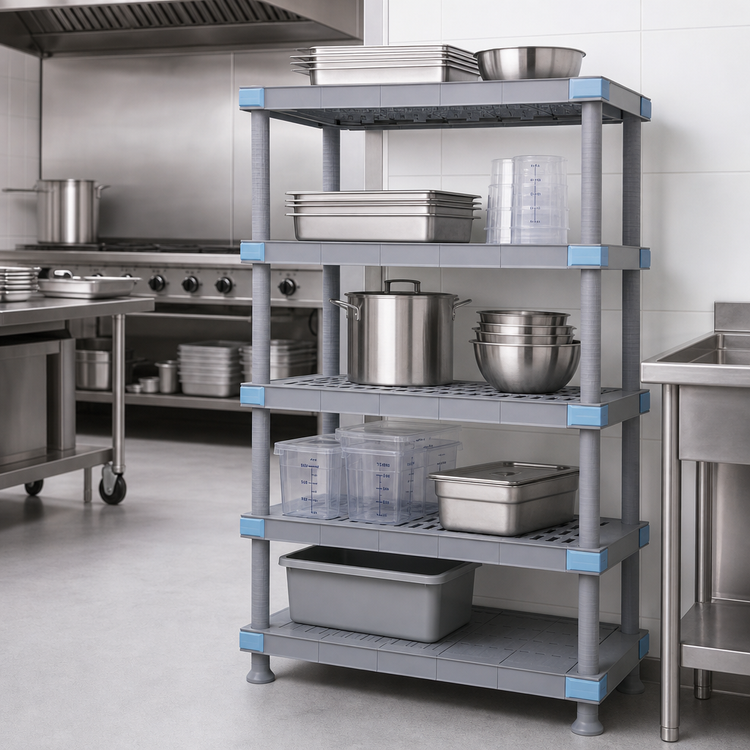Product image #3 for Quantum Millenia Gray Polymer Stationary Starter Shelving Unit, 48"W x 24"D x 62"H