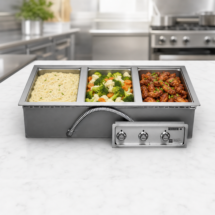 Product image #3 for Wells MOD-300T Three-Well Built-In Electric Food Warmer for 12 x 20 Inch Pans