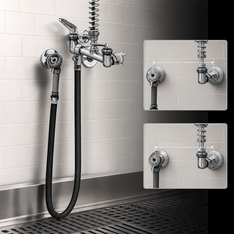 Product image #3 for T&S Brass B-0168 Wall-Mount Mixing Pre-Rinse Spray Assembly with 68-Inch Hose