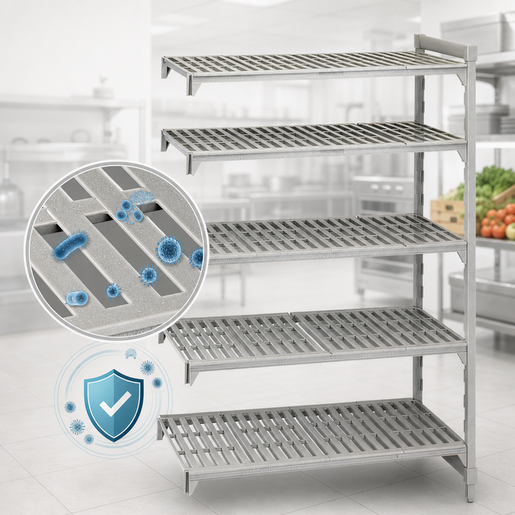 Product image #4 for Cambro Camshelving Premium 5-Tier Vented Polymer Add-On Shelving Unit, 21 x 42 x 72 Inches, Speckled Gray