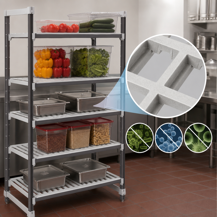 Product image #3 for Cambro Camshelving Elements XTRA 5-Shelf Vented Stationary Starter Unit, 36-Inch Wide x 24-Inch Deep x 72-Inch High, Speckled Gray