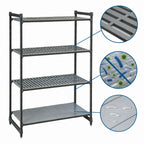 Thumbnail image #3 for Cambro Camshelving® Basics Plus CBU214864VS4580 4-Tier Stationary Polymer Shelving, 21 x 48 x 64 in, 3 Vented + 1 Solid, Brushed Graphite