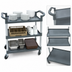 Thumbnail image #3 for Gray Polypropylene Bussing Cart with 3 Tray Shelves and 330.6 lb Capacity