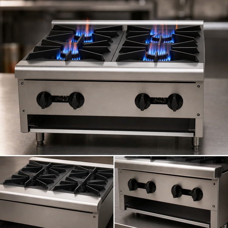 Product image #3 for Wells HDHP-2430G 4-Burner Natural Gas Countertop Hotplate