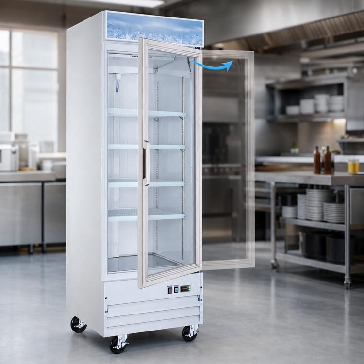 Product image #3 for Omcan 31-Inch Single-Section Reach-In Glass Door Display Freezer, 23 Cu. Ft., Bottom-Mount, 115V
