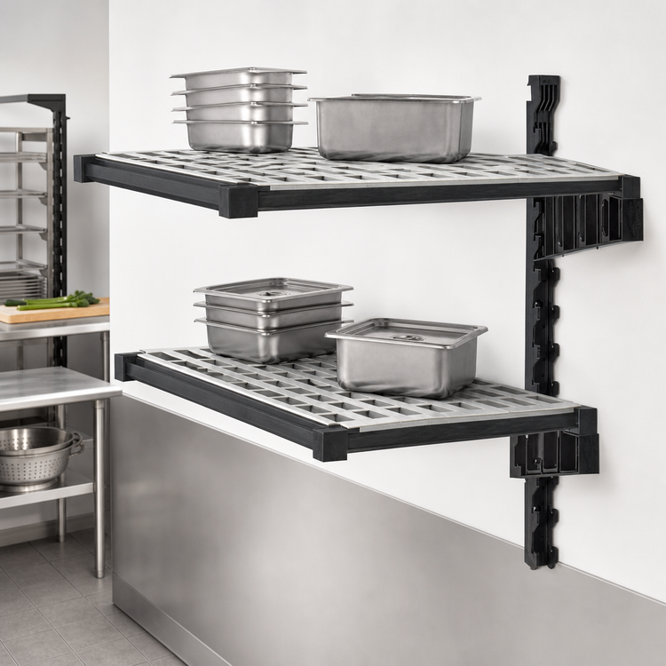 Product image #3 for Cambro Camshelving Elevation 18" x 42" Vented Wall Shelf Add-On Kit, Brushed Graphite