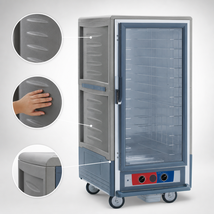 Product image #3 for Metro C5 3/4 Height Combination Heated Holding & Proofing Cabinet with Gray Insulation Armour, Clear Door, and Fixed Wire Slides