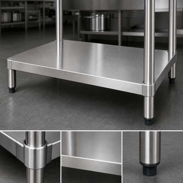 Product image #3 for Advance Tabco Stainless Steel Legs and Undershelf Upgrade for 2-Well Hot or Cold Food Table