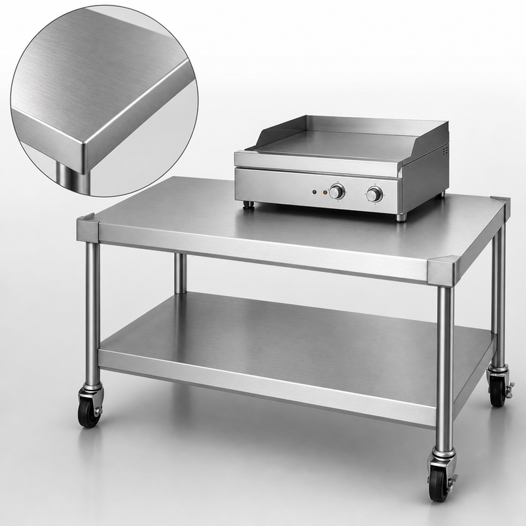 Product image #3 for 60-Inch 14-Gauge Stainless Steel Equipment Stand with Open Base and Bottom Shelf