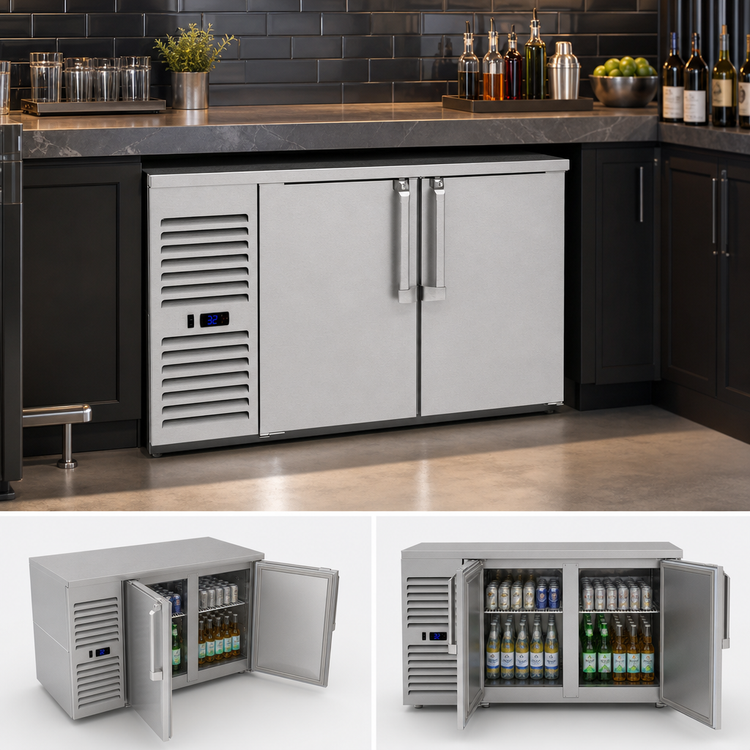 Product image #3 for 52-Inch Two-Section Narrow-Door Low-Profile Refrigerated Back Bar Storage Cabinet