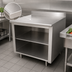 Thumbnail image #3 for Advance Tabco 48-Inch x 30-Inch 304 Stainless Steel Work Table with Open Front Cabinet Base and 5-Inch Backsplash