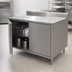 Thumbnail image #3 for BK Resources 18 x 24 Inch Stainless Steel Cabinet Base Work Table with Hinged Doors, Lock, and 5 Inch Backsplash