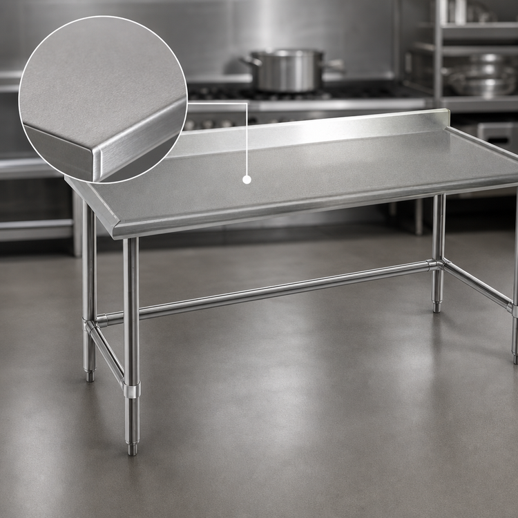 Product image #3 for Spec-Master Marine Series Stainless Steel Work Table with 4-1/2" Backsplash, 144" W x 24" D