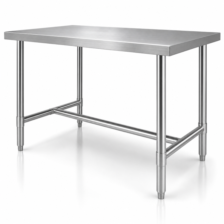 Product image #3 for Heavy-Duty 18-Gauge Stainless Steel Flat Top Work Table with Open H-Frame Base, 60 x 30 x 36 Inches