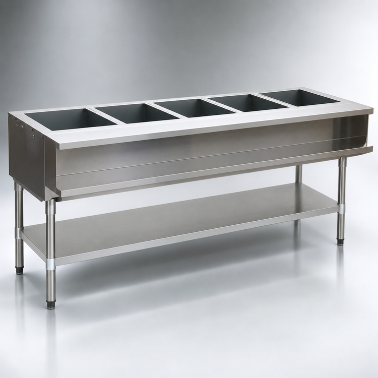 Product image #3 for Eagle Group 79-Inch Liquid Propane Water Bath Hot Food Table, Open Well, Open Base, 5 Pan