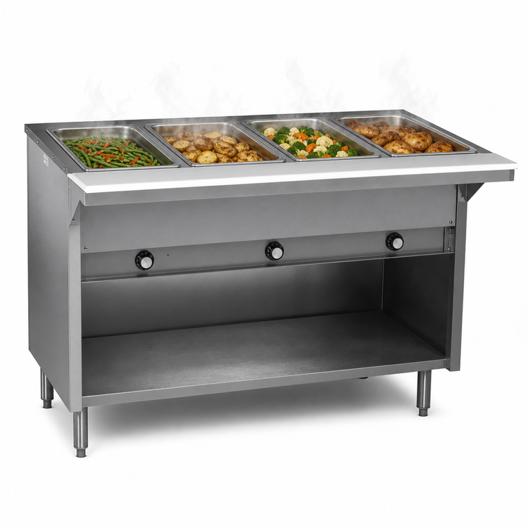 Product image #3 for Spec-Master Natural Gas 4-Well Open Well Hot Food Table with Cutting Board and Enclosed Base, 63-1/2 Inches Wide
