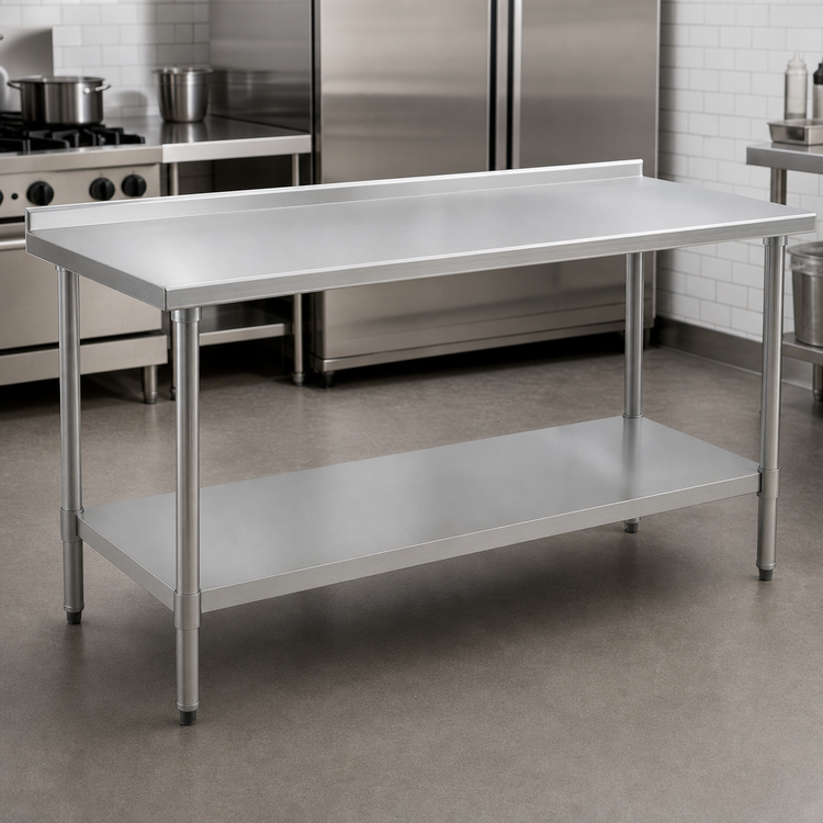 Product image #3 for Eagle Budget Series 60" x 36" Stainless Steel Work Table with Rear Upturn and Adjustable Undershelf