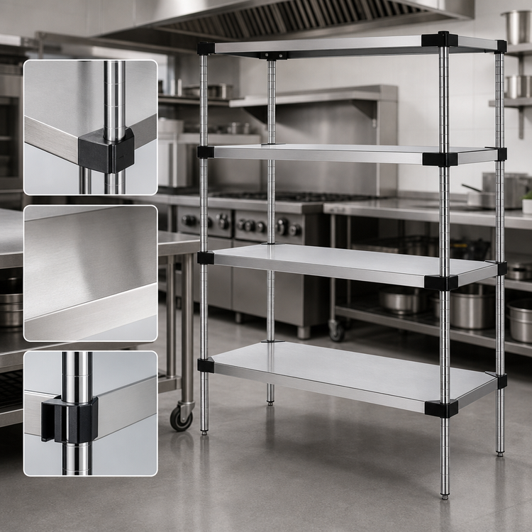 Product image #3 for Quantum 54 x 18 x 54-Inch Stationary Solid Stainless Steel Shelving Starter Kit