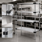 Thumbnail image #3 for Quantum WRS5-54-1854SS 54 x 18 x 54-Inch Stationary Stainless Steel Solid Shelving Starter Kit, 5 Shelves, 4 Posts