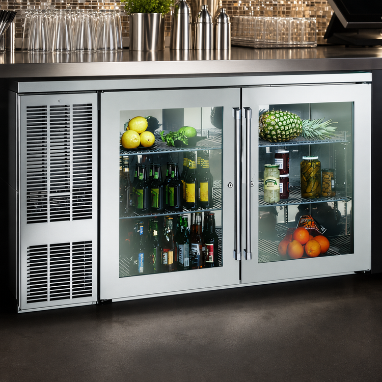 Product image #3 for Perlick 60-Inch Self-Contained Two-Section Glass Door Back Bar Refrigerator