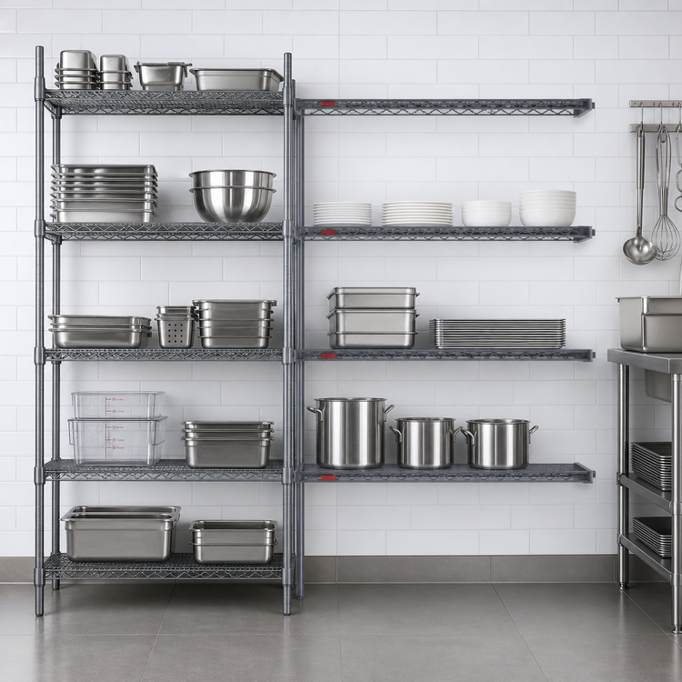 Product image #3 for Eagle Group Valu-Master 4-Tier Add-On Wire Shelving Unit, 42 x 24 x 74 Inches, Pewter Gray Epoxy Finish