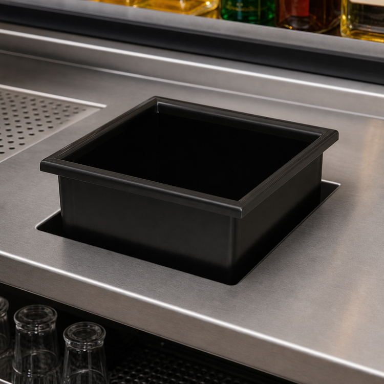 Product image #3 for Bar Maid Square Black Polyethylene Bottle Well / Drip Catcher