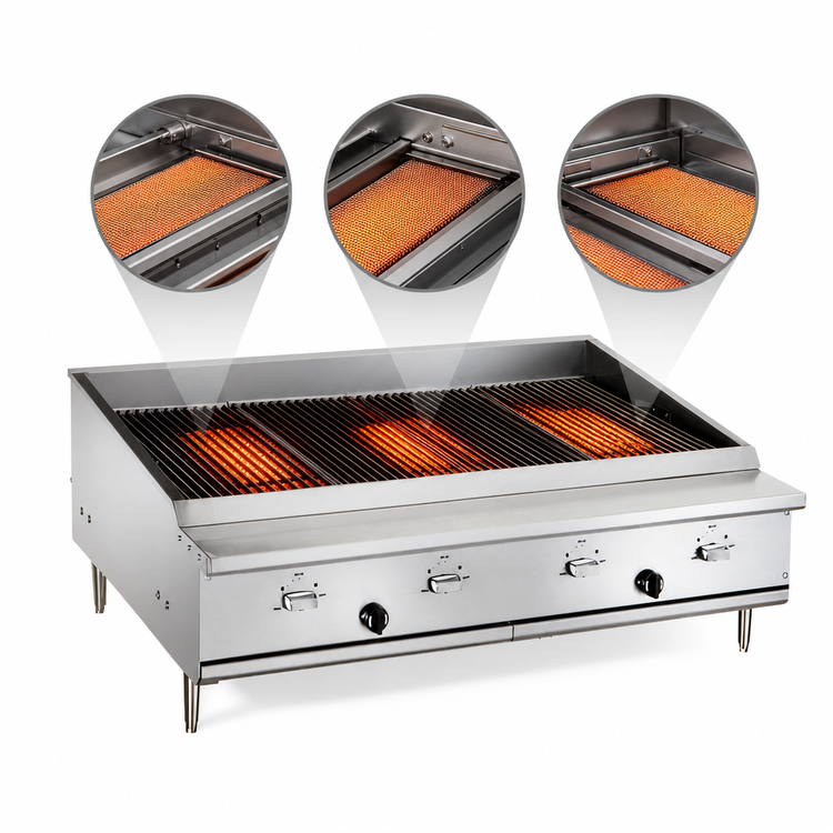 Product image #3 for Vulcan IRX VTEC36 36-1/2-Inch Countertop Gas Infrared Charbroiler, 3-Burner, Manual Controls