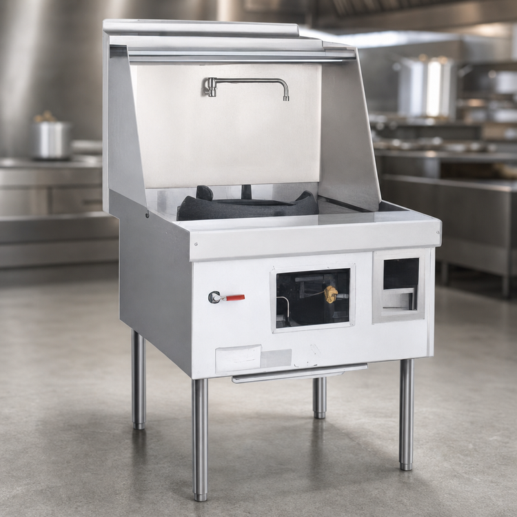 Product image #3 for York Commercial Gas Wok Range with 1 Chamber, Water-Cooled Top, and Chinese Swing Faucet