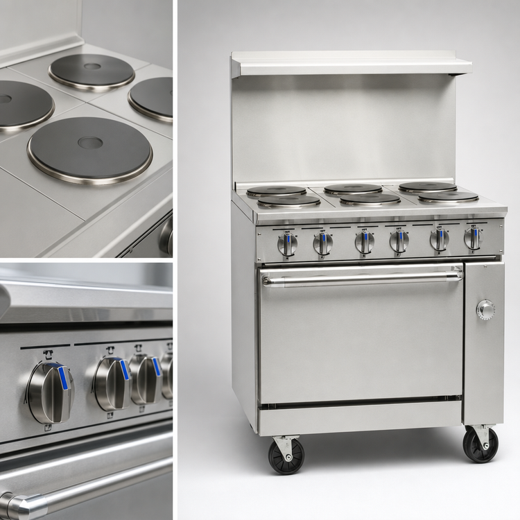 Product image #3 for Imperial Pro Series 36-Inch Electric Restaurant Range with 6 Round Elements and Open Cabinet Base