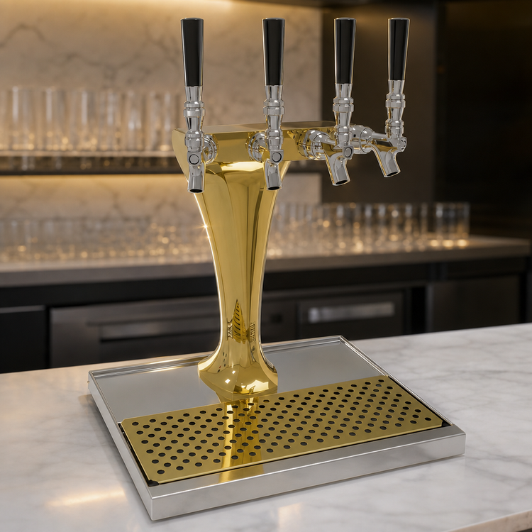Product image #3 for Glastender Cobra Tower 4-Faucet Air-Cooled Draft Dispensing Tower, Gold Finish, Countertop Mount