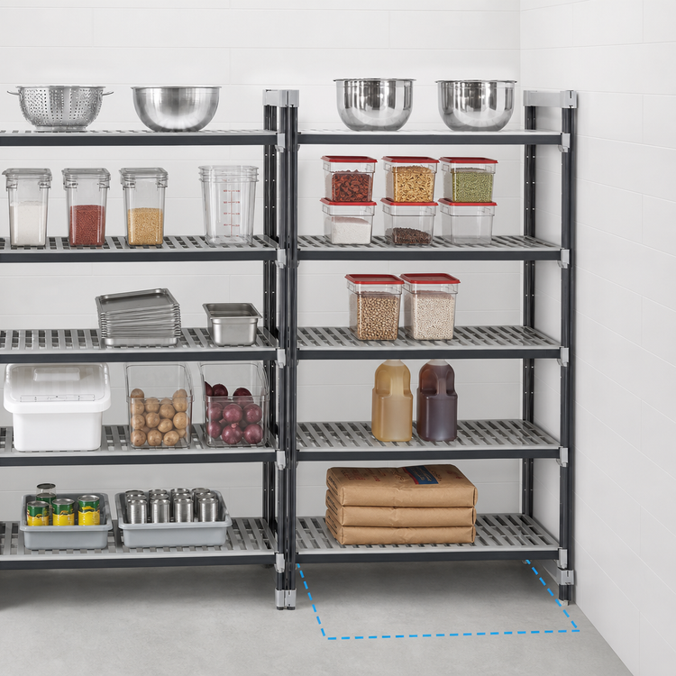 Product image #3 for Cambro Camshelving Elements XTRA 21 x 42 x 84 Inch 5-Tier Vented Stationary Add-On Shelving Unit