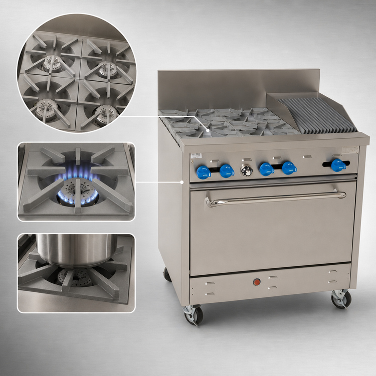 Product image #3 for Comstock-Castle F330-1RB 36-Inch Gas Range with 4 Open Burners, 12-Inch Char-Broiler and 31.5-Inch Oven