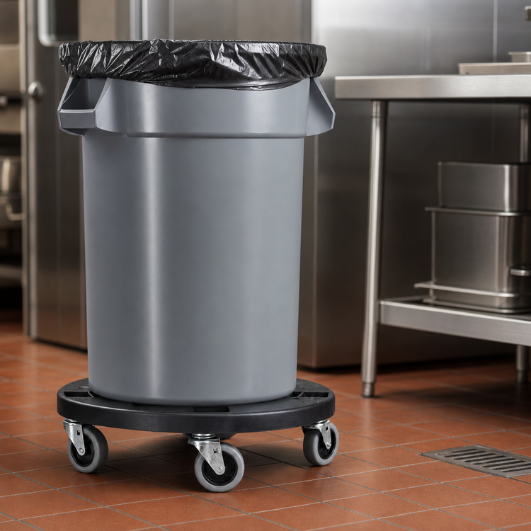Product image #3 for Rubbermaid Commercial Products BRUTE Heavy-Duty Trash Can Dolly for 16-, 20-, 26-, and 32-Gallon Containers