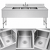Thumbnail image #4 for KoolMore 60-Inch Commercial 3-Compartment Underbar Sink with Dual Drainboards and 3-Inch Backsplash