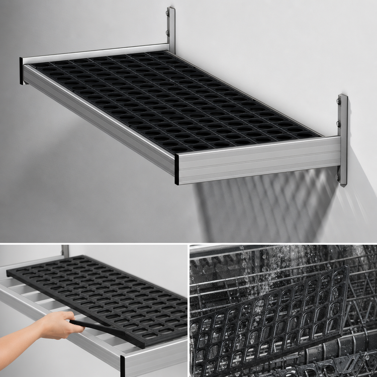 Product image #3 for Fermod Vented Wall Shelving Unit, 52W x 14D, Deep Anodized Aluminum