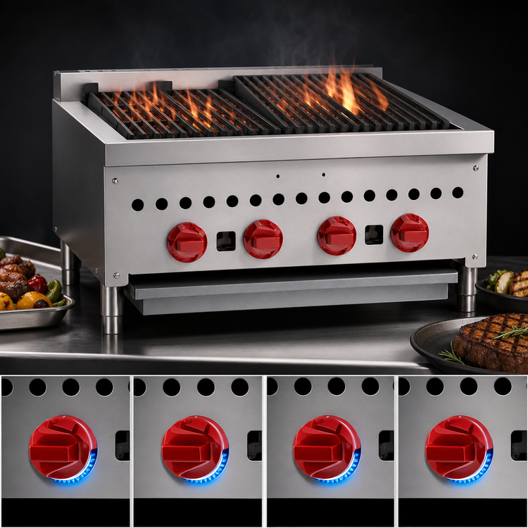 Product image #3 for Wolf SCB25 25-1/4-Inch Countertop 4-Burner Gas Charbroiler with Manual Controls