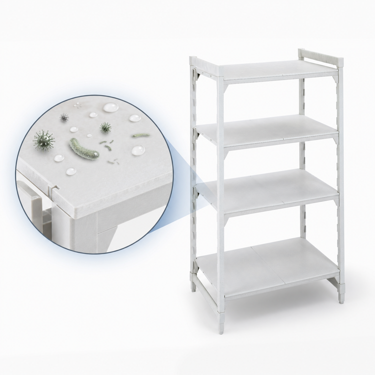 Product image #4 for Cambro Camshelving Premium 21-Inch x 42-Inch x 64-Inch 4-Shelf Solid Stationary Starter Polymer Shelving Unit