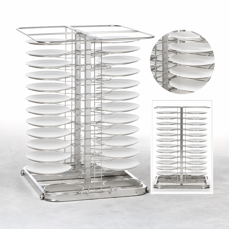 Product image #3 for RATIONAL 10-Full Size Pro/Classic Stainless Steel Mobile Plate Rack, 52 Plates