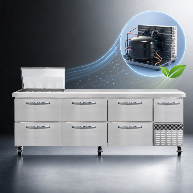 Product image #3 for Continental Refrigerator RA93N12M-D 93-Inch Mighty Top 12-Pan Refrigerated Sandwich Prep Table with 6 Drawers